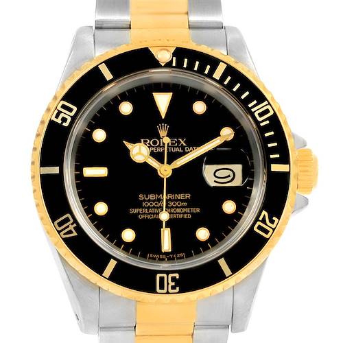 Photo of Rolex Submariner Steel Yellow Gold Black Dial Watch 16613 Box Papers