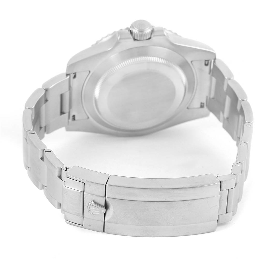 The image shows the back case and bracelet of a Rolex Submariner 116610LV Men's Stainless Steel Green Dial 116610LV Men's Stainless Steel Green Dial watch, viewed from the rear angle.