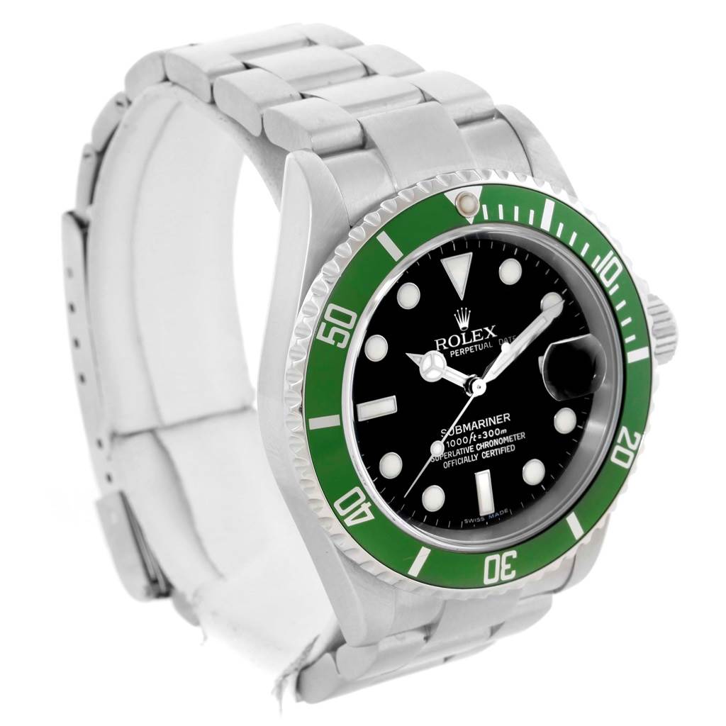 The Rolex Submariner 16610LV Men's Stainless Steel Black Dial 16610LV Men's Stainless Steel Black Dial watch is shown at a three-quarter angle displaying the face, bezel, case, and bracelet.