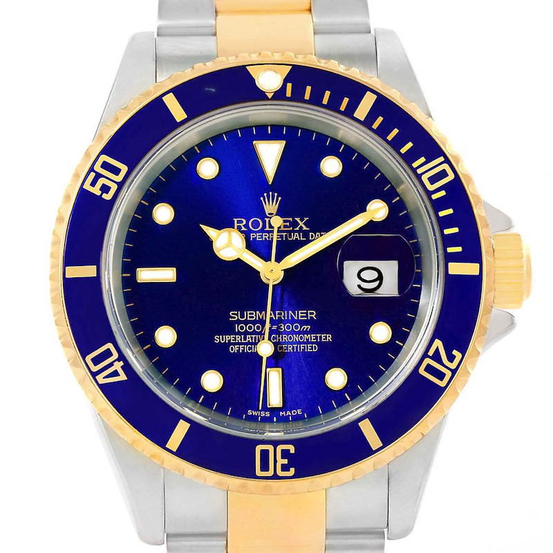 Rolex Submariner Steel 18K Yellow Gold Mens Watch 16613 Box Papers SwissWatchExpo