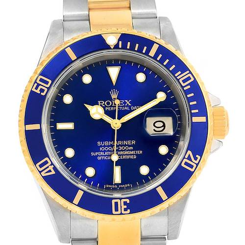 Photo of Rolex Submariner Steel 18K Yellow Gold Mens Watch 16613 Box Papers