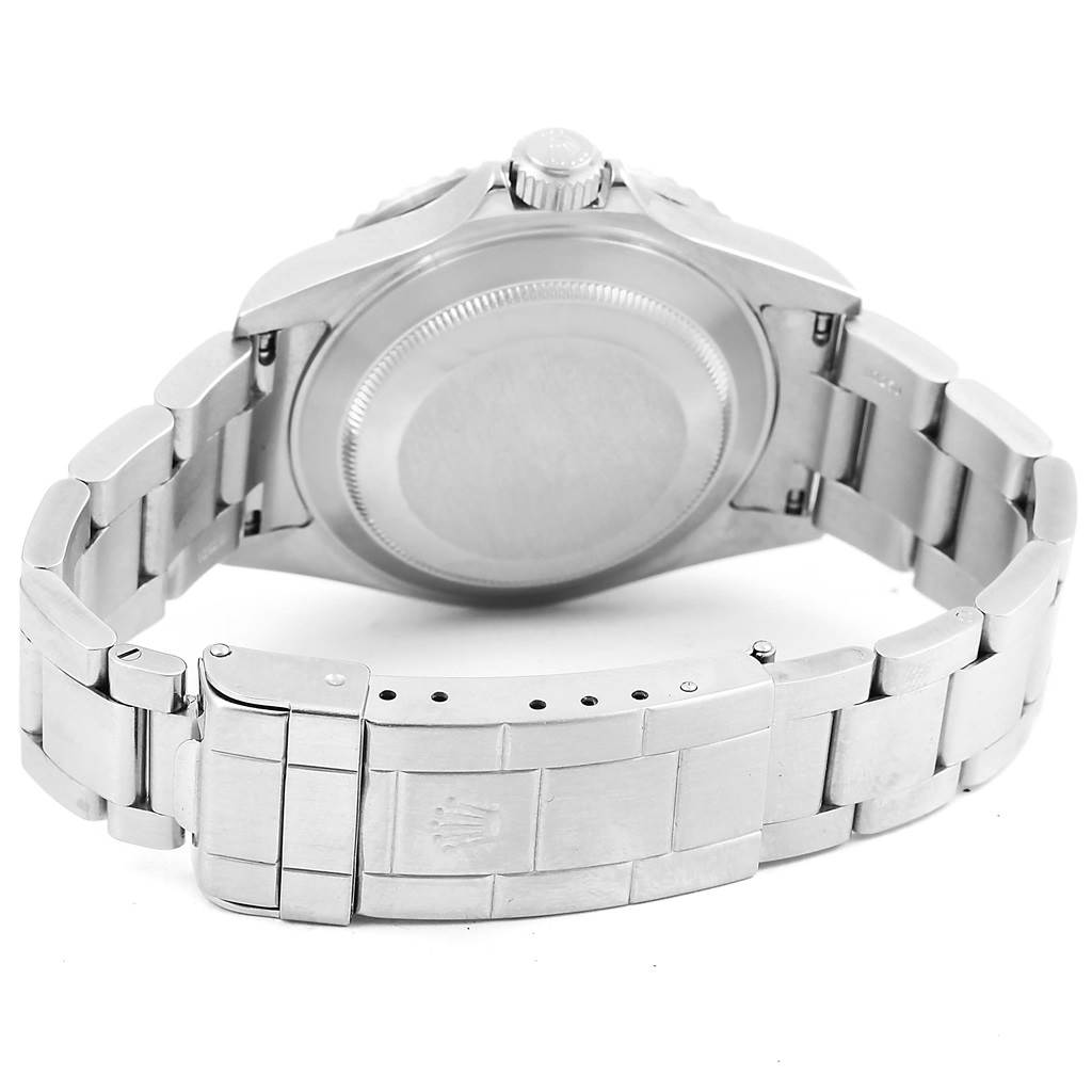 This image shows the back case and clasp of a Rolex Submariner 16610 Men's Stainless Steel Black Dial 16610 Men's Stainless Steel Black Dial watch, viewed from a rear angle.