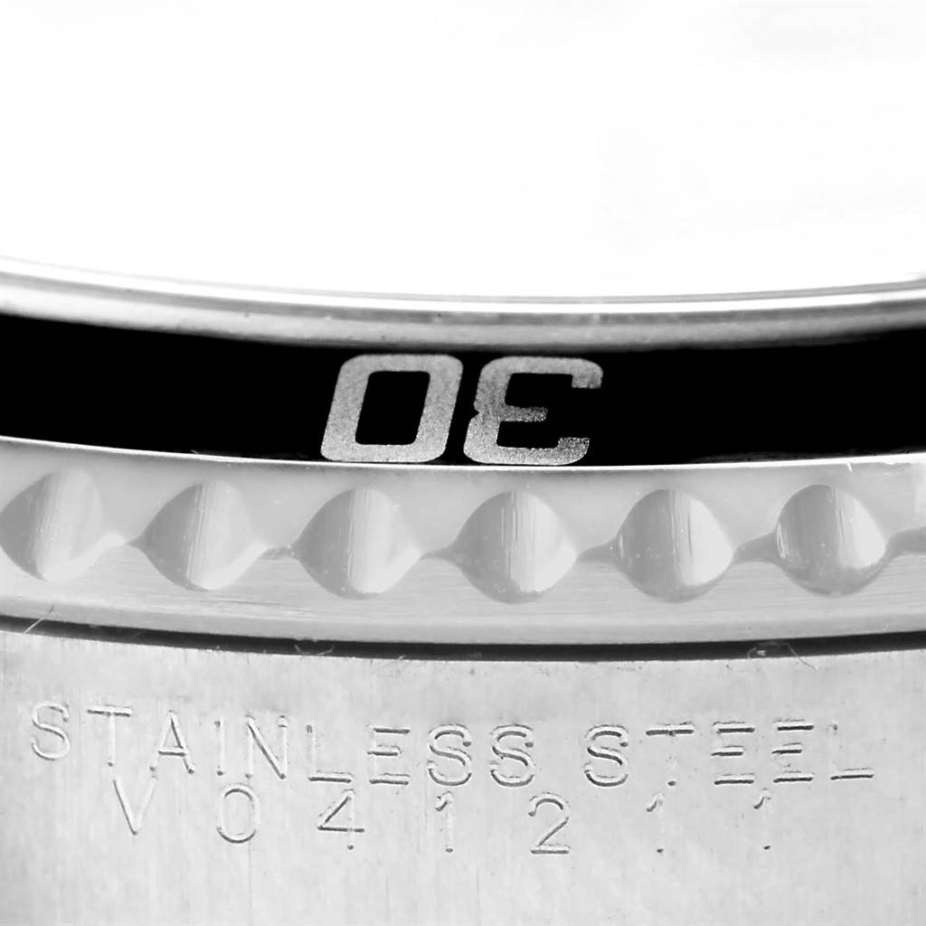 A close-up angle of the Rolex Submariner 14060 Men's Stainless Steel Black Dial 14060 Men's Stainless Steel Black Dial watch showing a portion of the bezel with "30" marking and the stainless steel case with engraved details.