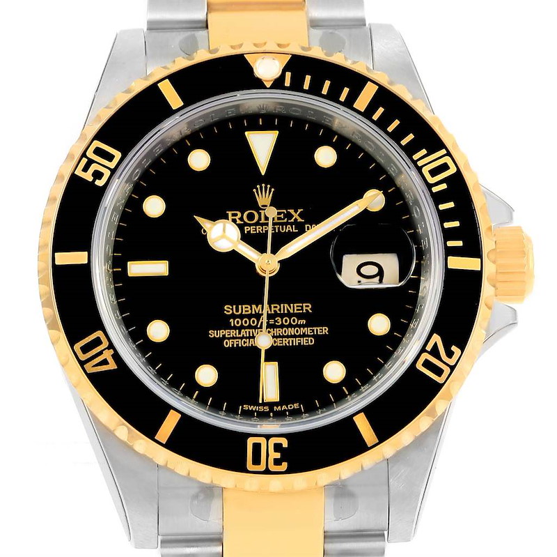 Rolex Submariner Steel Yellow Gold Black Dial Mens Watch 16613 Unworn SwissWatchExpo