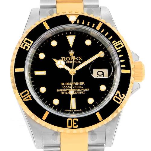 Photo of Rolex Submariner Steel Yellow Gold Black Dial Mens Watch 16613 Unworn