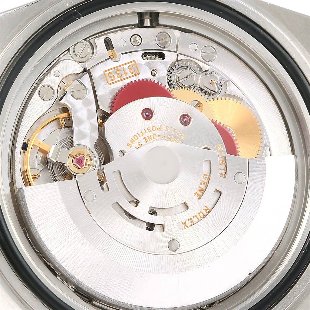 This is a close-up view of the internal movement mechanism of a Rolex Submariner 16613 Men
s Steel and Gold (two tone) Black Dial 16613 Men
s Steel and Gold (two tone) Black Dial watch.