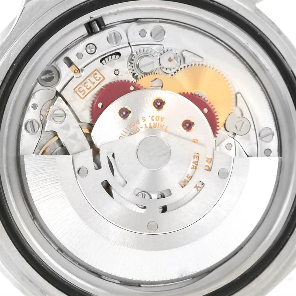 This image shows the internal movement mechanism of a Rolex Submariner 16610 Men
s Stainless Steel Black Dial 16610 Men
s Stainless Steel Black Dial watch from a back angle.