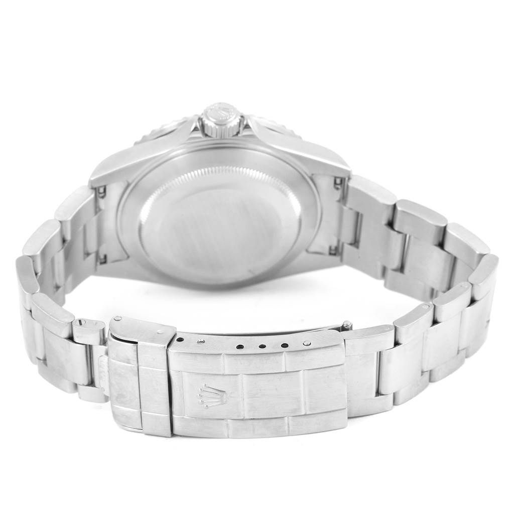 The image shows the back and clasp of a Rolex Submariner 16610 Men's Stainless Steel Black Dial 16610 Men's Stainless Steel Black Dial watch from a rear angle.