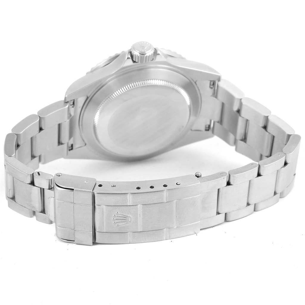 The image shows the backside and band of a Rolex Submariner 16610 Men's Stainless Steel Black Dial 16610 Men's Stainless Steel Black Dial watch, displaying the clasp and case back.