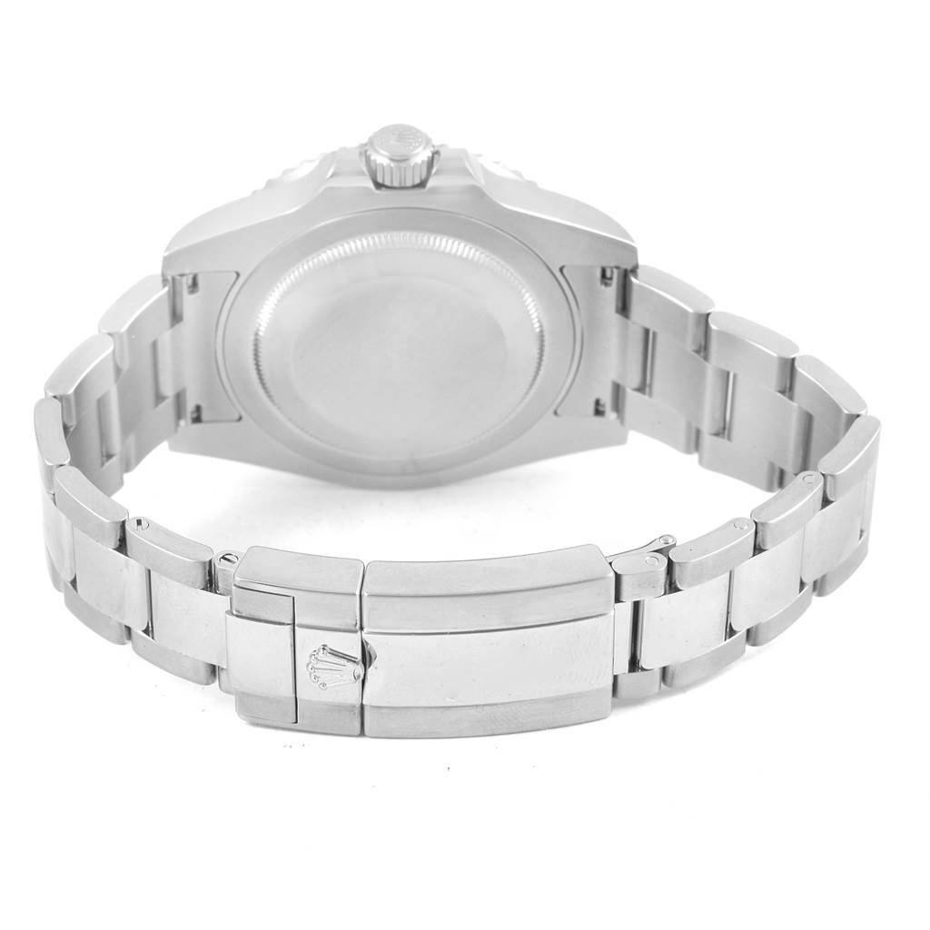 The image shows the back view of the Rolex Submariner 116710 Men's Stainless Steel Black Dial 116710 Men's Stainless Steel Black Dial watch, highlighting the case back and metal bracelet with a clasp.