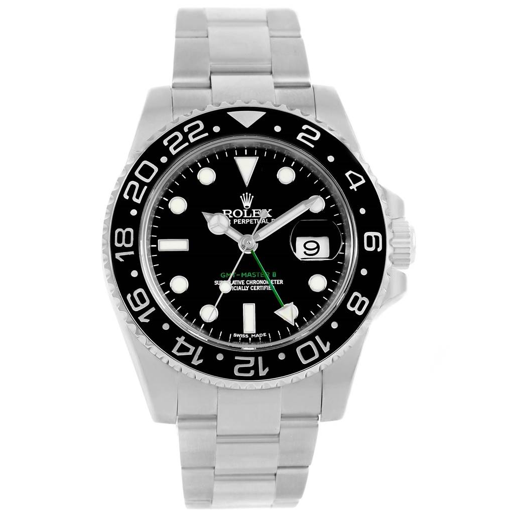 The image shows a front view of a Rolex Submariner 116710 Men's Stainless Steel Black Dial 116710 Men's Stainless Steel Black Dial watch, displaying the dial, bezel, and bracelet.