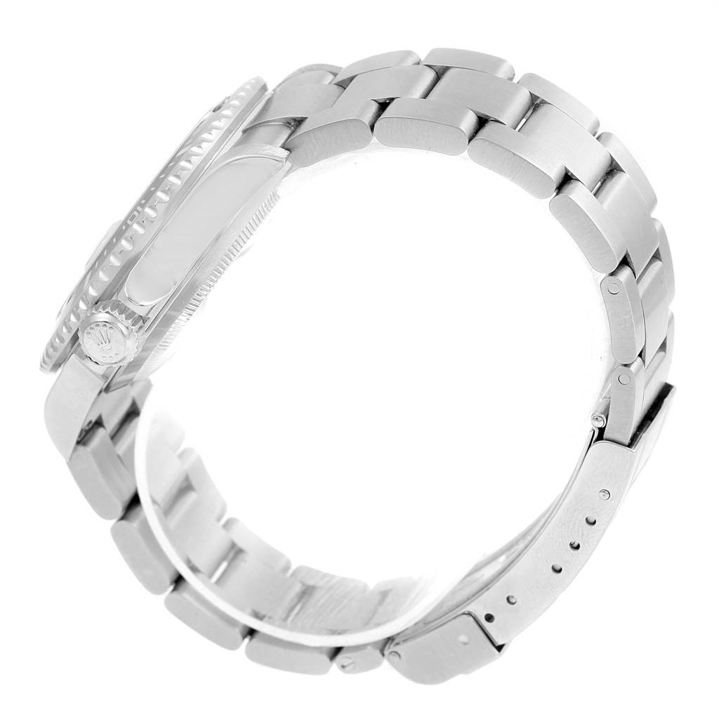 The image shows the side profile of a Rolex Submariner 16610 Men's Stainless Steel Black Dial 16610 Men's Stainless Steel Black Dial watch, highlighting the bracelet, clasp, and crown.