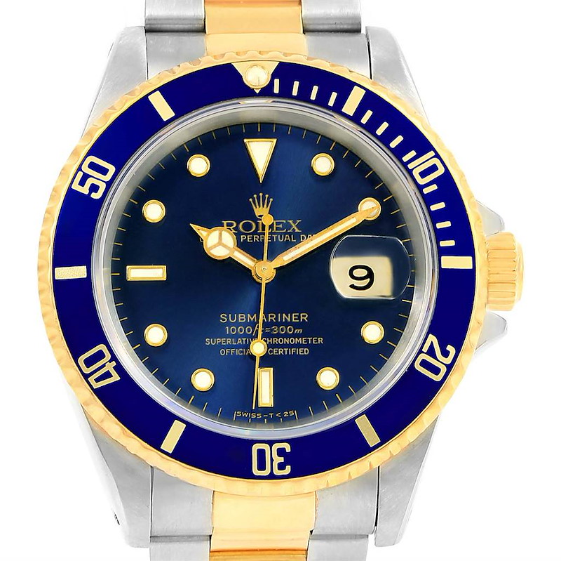 Rolex Submariner Steel 18K Yellow Gold 40mm Automatic Mens Watch 16613 SwissWatchExpo