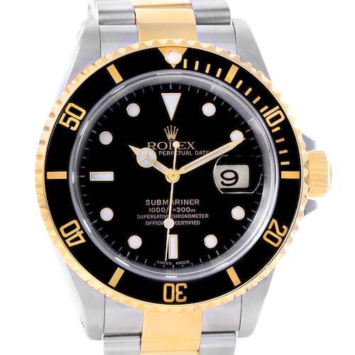 Photo of Rolex Submariner 40 Steel Yellow Gold Black Dial Mens Watch 16613