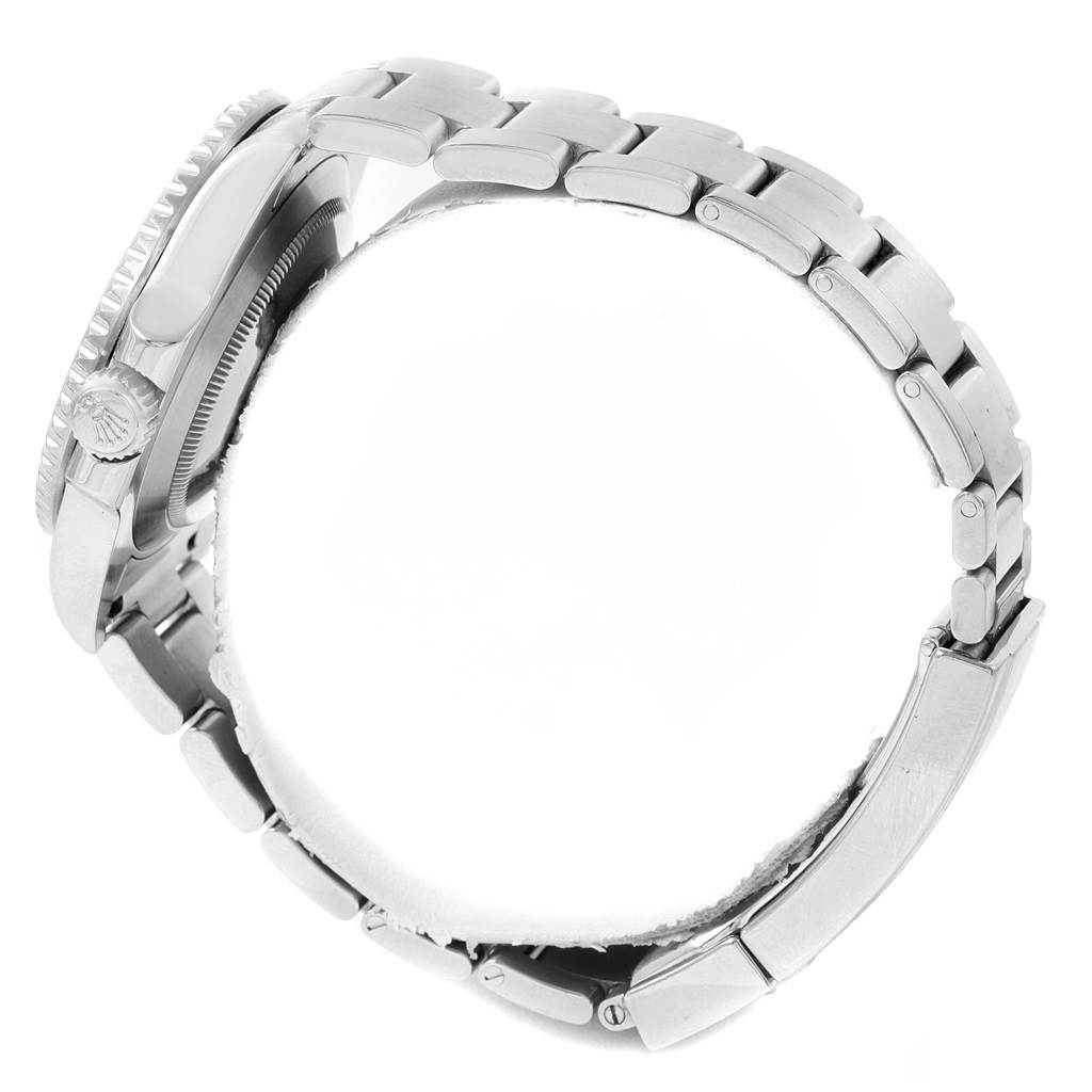 The image shows a side view of the Rolex Submariner 116610 Men's Stainless Steel Black Dial 116610 Men's Stainless Steel Black Dial, including the case, crown, and bracelet links.