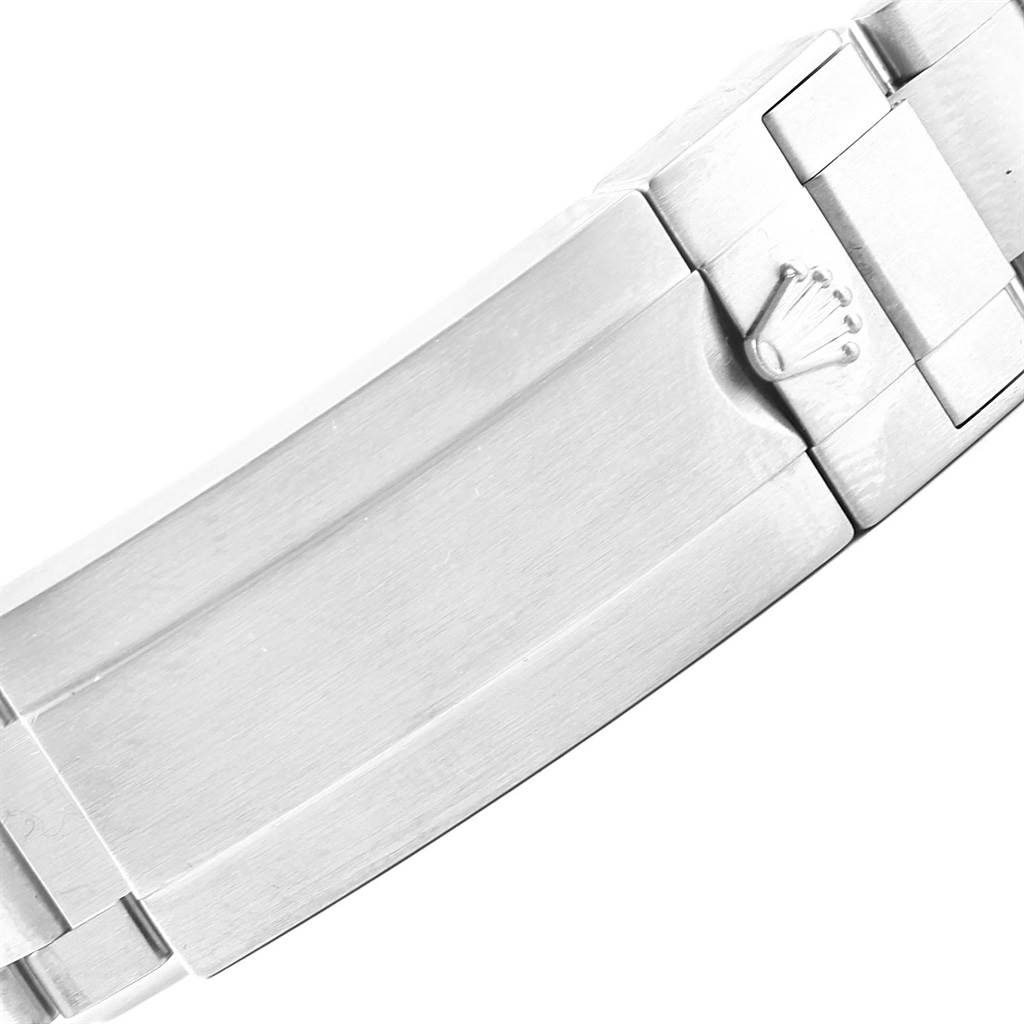 This image shows a close-up of the clasp on the bracelet of a Rolex Submariner 116610 Men's Stainless Steel Black Dial 116610 Men's Stainless Steel Black Dial watch.