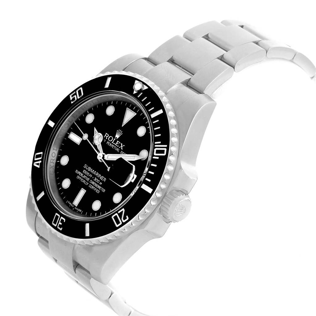 The image shows a Rolex Submariner 116610 Men's Stainless Steel Black Dial 116610 Men's Stainless Steel Black Dial watch at a three-quarter angle, highlighting its dial, bezel, crown, and bracelet.