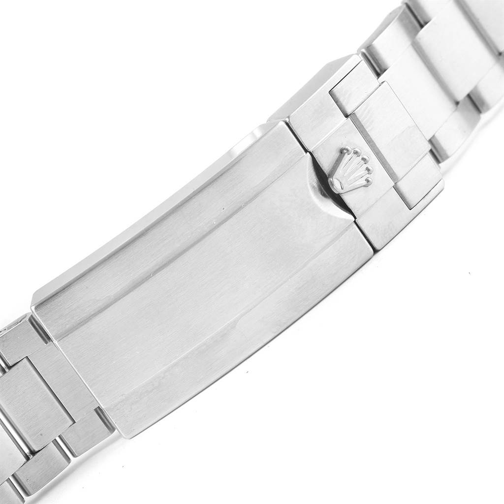 The image shows a close-up angle of the clasp of a Rolex Submariner 116610 Men's Stainless Steel Black Dial 116610 Men's Stainless Steel Black Dial watch's metal bracelet.