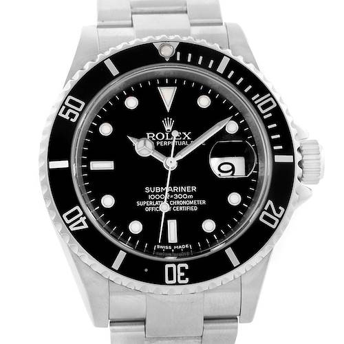 Photo of Rolex Submariner 40 Black Dial Steel Mens Watch 16610 Box Papers