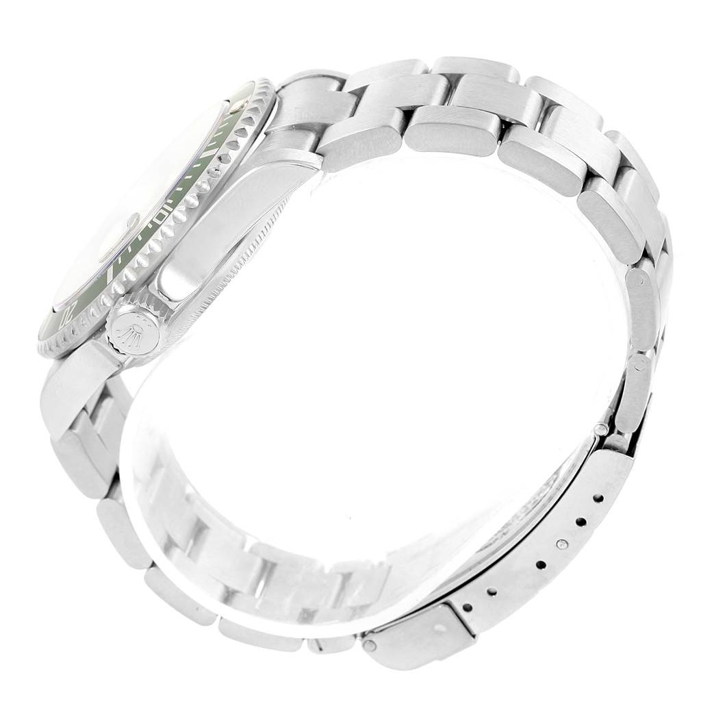 This image shows the side profile of a Rolex Submariner 16610LV Men's Stainless Steel Black Dial 16610LV Men's Stainless Steel Black Dial watch, focusing on the bracelet, clasp, and crown.