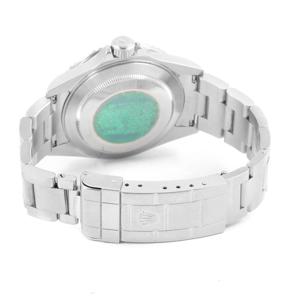 The image shows the back view of a Rolex Submariner 16610LV Men's Stainless Steel Black Dial 16610LV Men's Stainless Steel Black Dial watch, highlighting the case back, bracelet, and clasp.