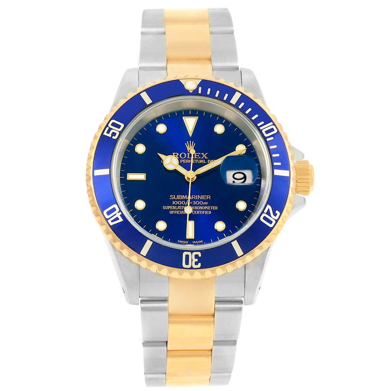 Rolex Submariner Steel Yellow Gold Blue Dial Bezel Automatic Watch 16613 SwissWatchExpo
