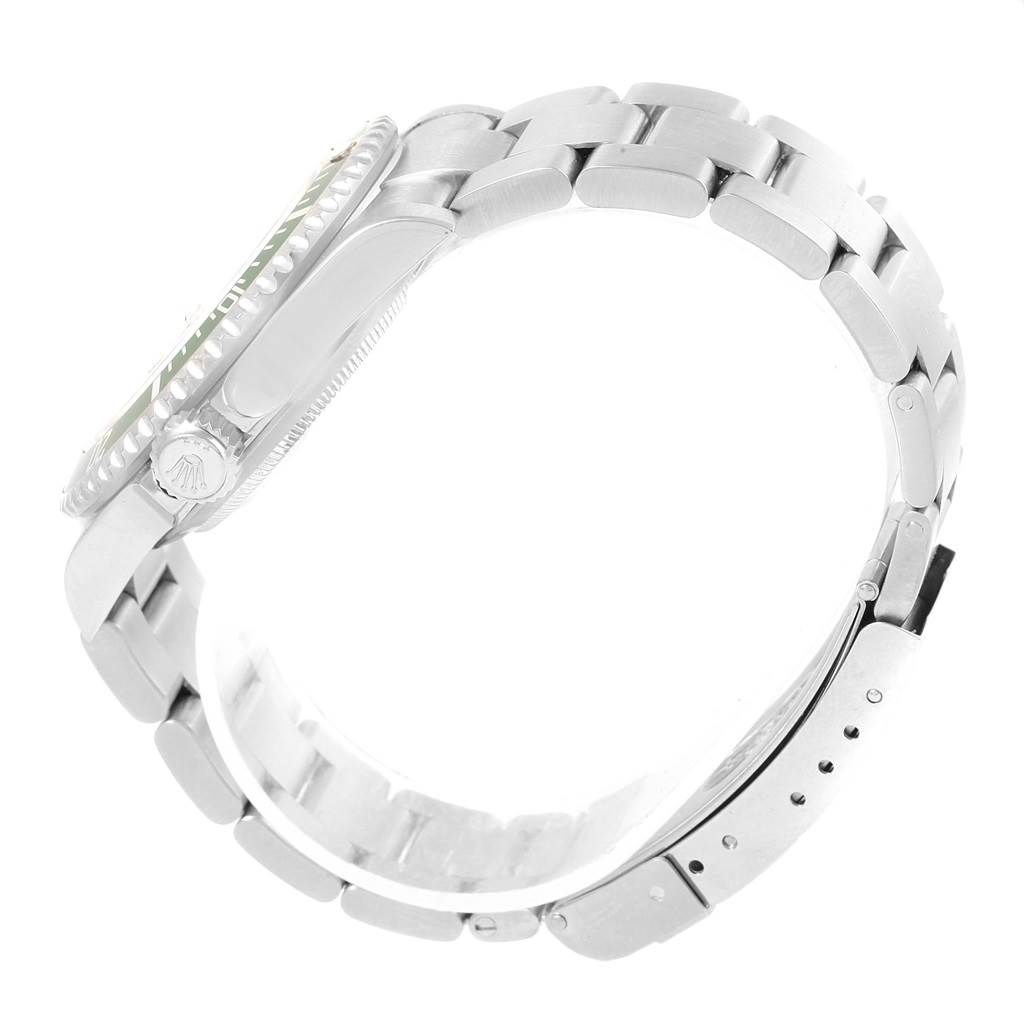 The image shows a side view of the Rolex Submariner 16610LV Men's Stainless Steel Black Dial 16610LV Men's Stainless Steel Black Dial watch, highlighting the bracelet, case, crown, and clasp.