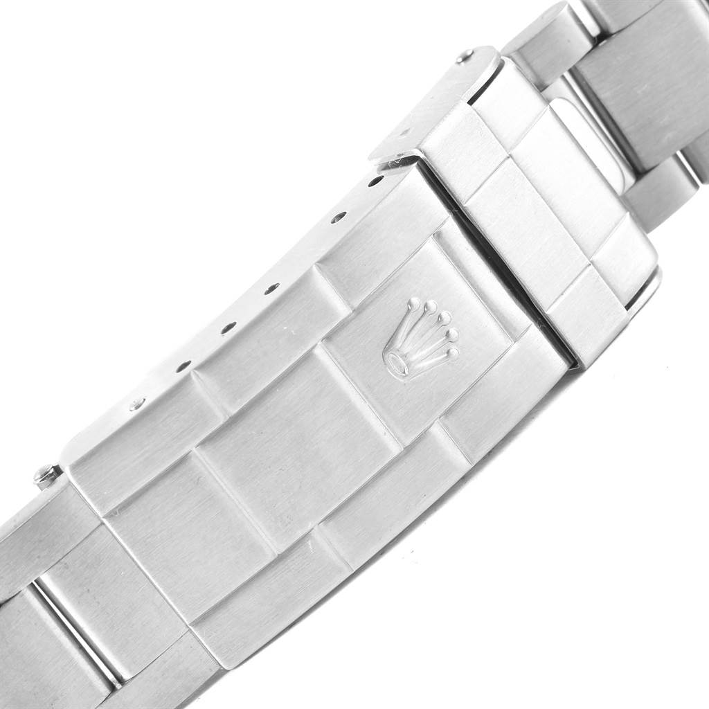 This image shows the clasp of the bracelet on a Rolex Submariner 16610 Men's Stainless Steel Black Dial 16610 Men's Stainless Steel Black Dial watch, featuring the Rolex crown logo.