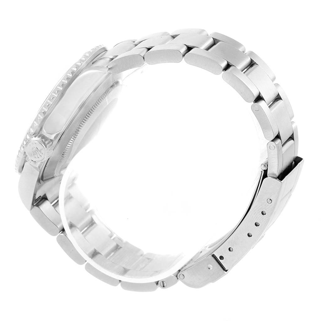 The image shows a side view of a Rolex Submariner 16610 Men's Stainless Steel Black Dial 16610 Men's Stainless Steel Black Dial watch, highlighting the watch bracelet and clasp.