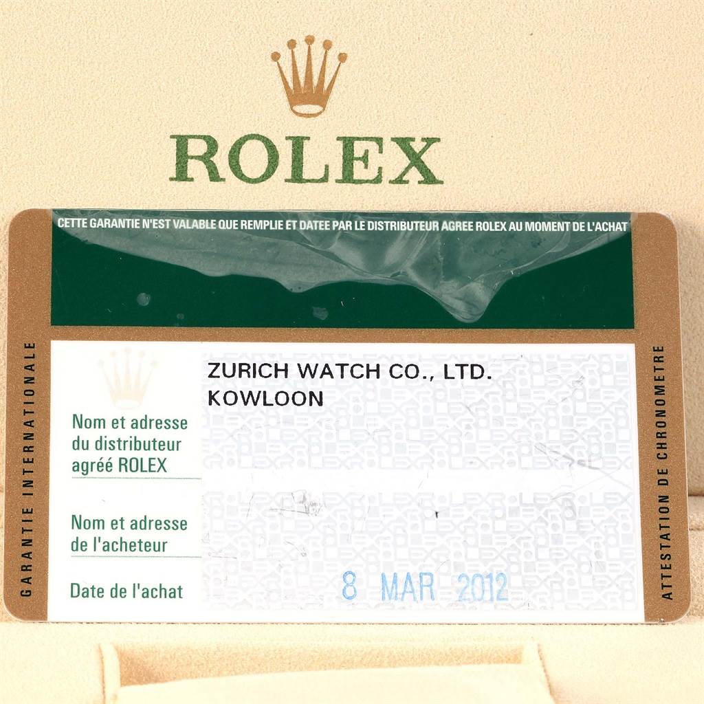This image shows the warranty card for a Rolex Submariner 116610 Men's Stainless Steel Black Dial 116610 Men's Stainless Steel Black Dial watch, detailing purchase information and dealer details.