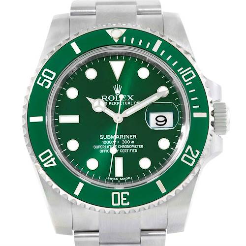 Photo of Rolex Submariner Hulk Green Dial Bezel Mens Watch 116610LV