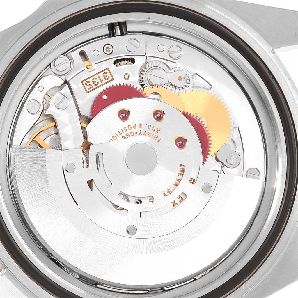 The image shows the inner mechanical movement of a Rolex Submariner 16613 Men's Steel and Gold (two tone) Black Dial 16613 Men's Steel and Gold (two tone) Black Dial watch, seen from the back.