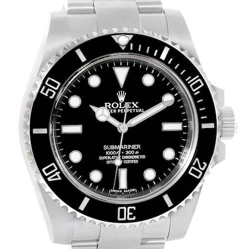 Photo of Rolex Submariner 40mm Black Ceramic Bezel Steel Watch 114060 Box Card