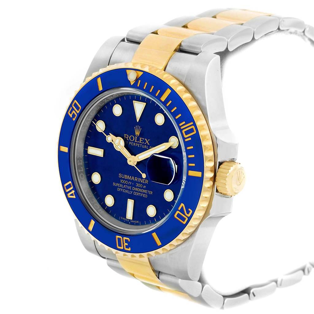 Rolex Submariner Blue Dial Steel Yellow Gold Watch 116613 ...