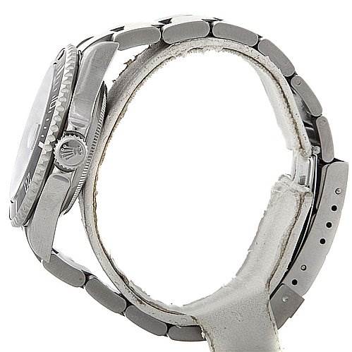 The image shows a side view of a Rolex Submariner 16610 Men's Stainless Steel Black Dial 16610 Men's Stainless Steel Black Dial watch, highlighting the crown, case, and bracelet links.