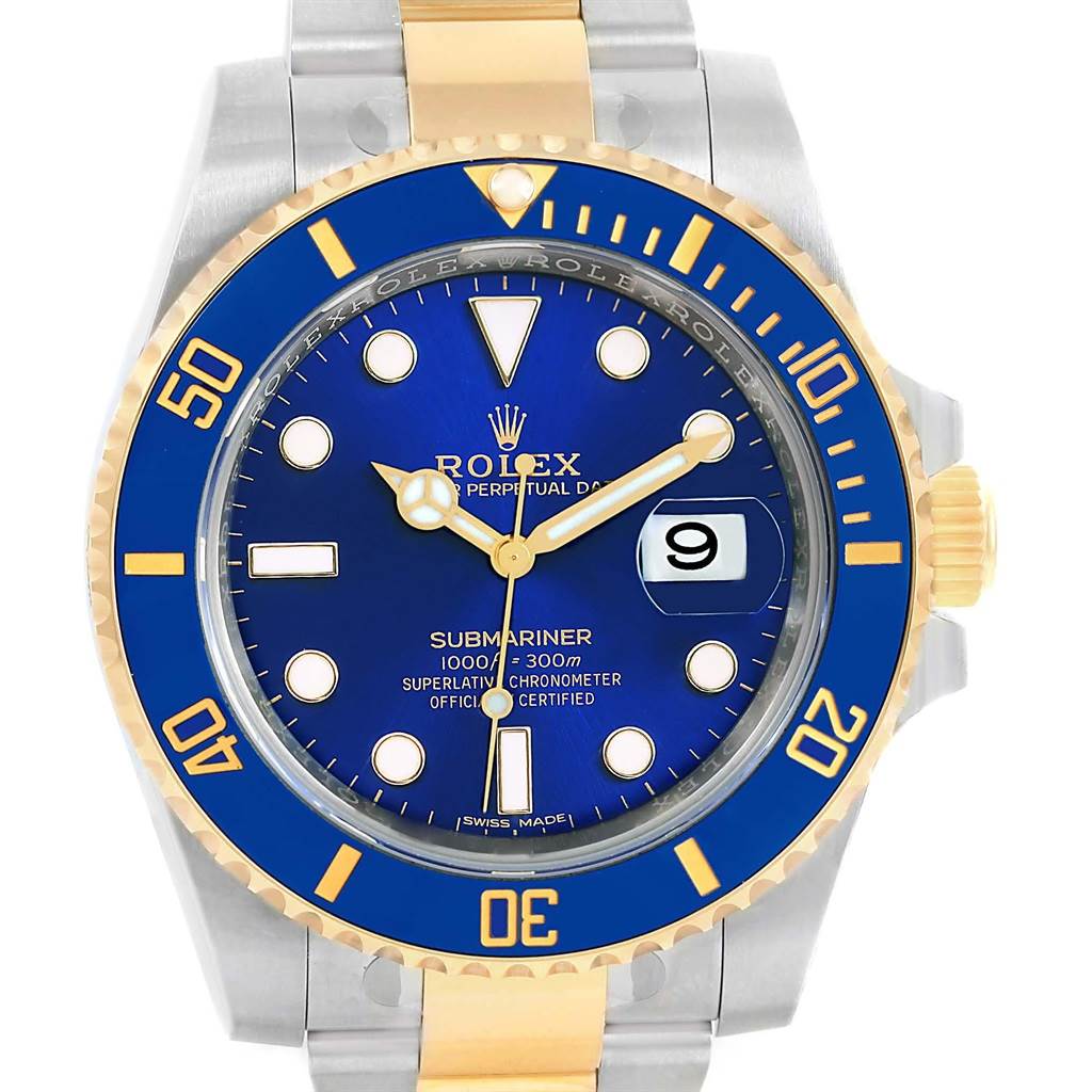Rolex Submariner Steel 18K Yellow Gold Blue Dial Watch 116613 Unworn ...