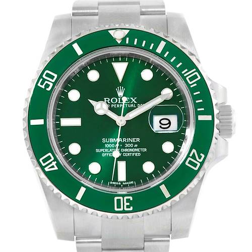 Photo of Rolex Submariner Hulk Green Ceramic Bezel Watch 116610LV Unworn