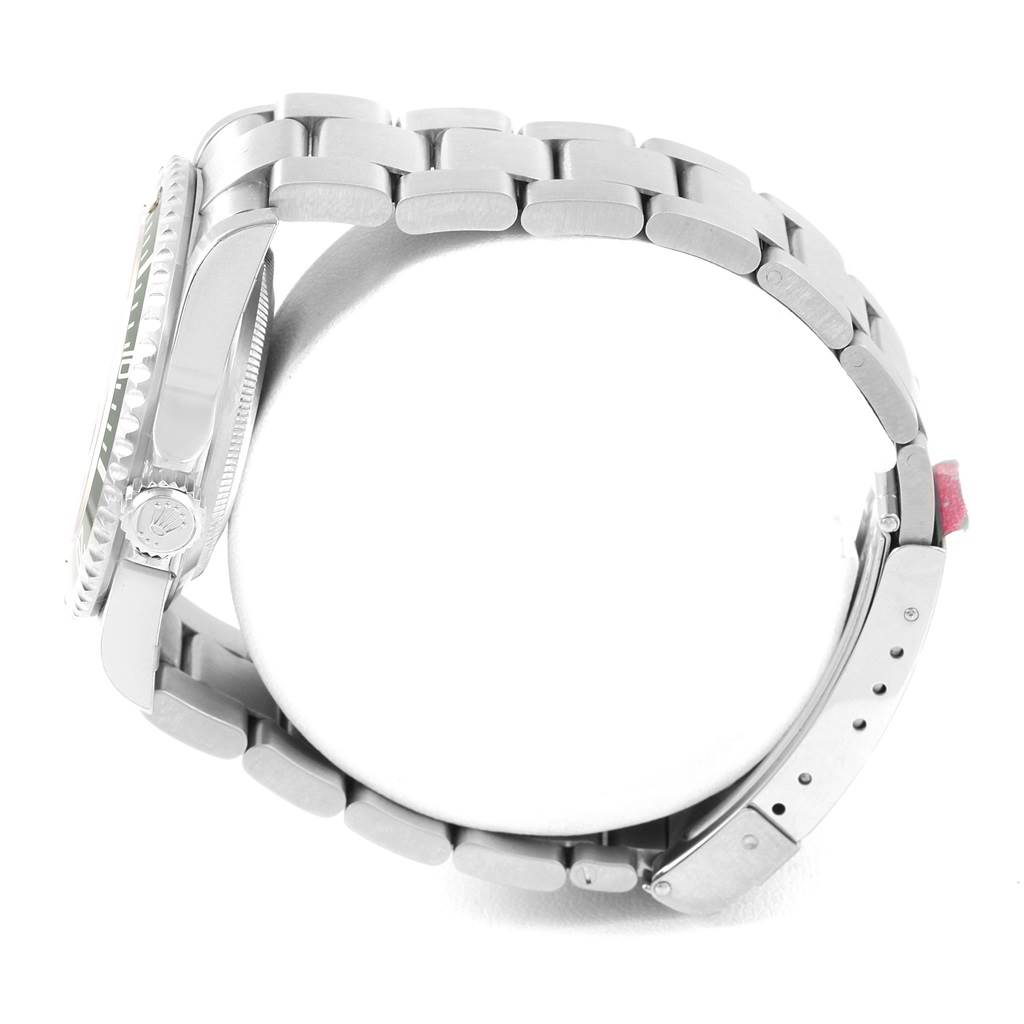 The image shows a side view of the Rolex Submariner 16610LV Men's Stainless Steel Black Dial 16610LV Men's Stainless Steel Black Dial watch, highlighting its case, crown, and bracelet.