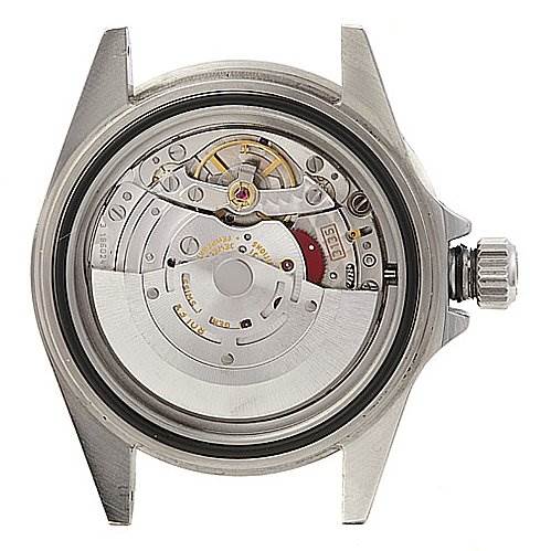 The image shows the back view of a Rolex Submariner 16610 Men's Stainless Steel Black Dial 16610 Men's Stainless Steel Black Dial watch, revealing the internal movement mechanism.