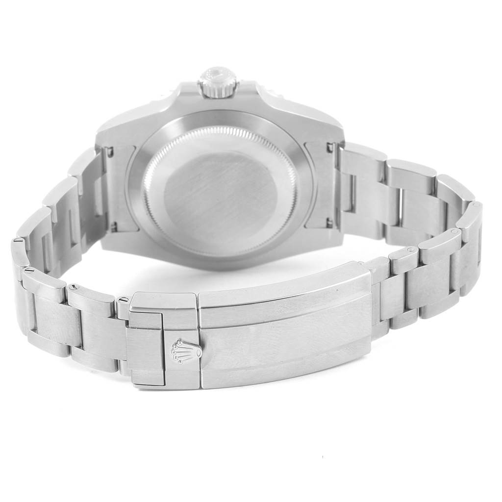 This image shows the back view of a Rolex Submariner 116610 Men's Stainless Steel Black Dial 116610 Men's Stainless Steel Black Dial, highlighting the case back, clasp, and bracelet.