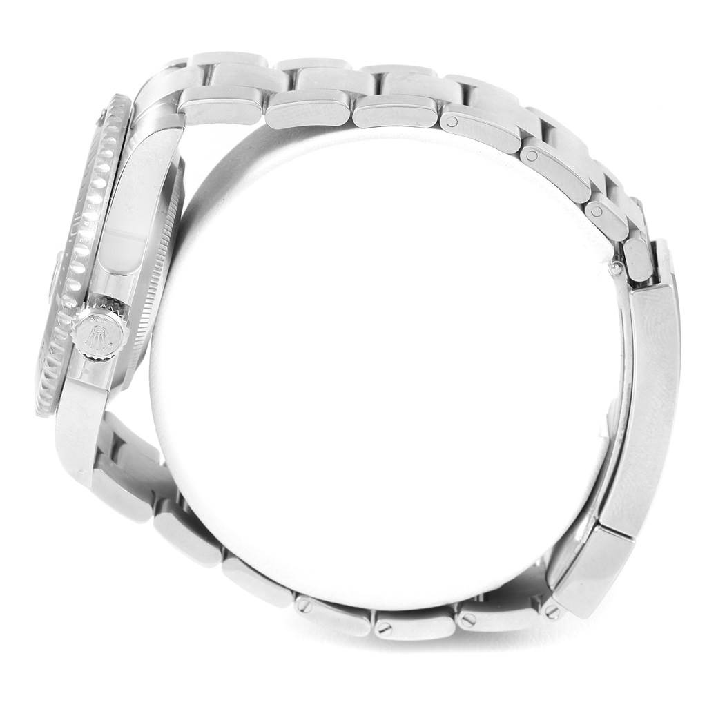 The image shows a side view of a Rolex Submariner 116610 Men's Stainless Steel Black Dial 116610 Men's Stainless Steel Black Dial, highlighting the bracelet, crown, and side case.