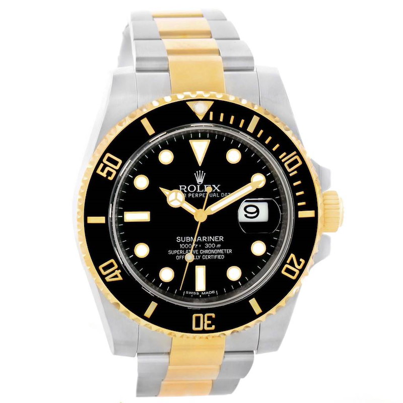 Rolex Submariner Steel Yellow Gold Black Dial Automatic Watch 116613 ...