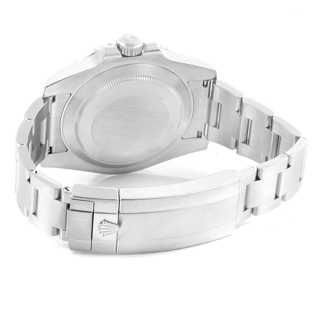 The image shows the back and bracelet clasp of a Rolex Submariner 114060 Men's Stainless Steel Black Dial 114060 Men's Stainless Steel Black Dial watch from a rear angle.