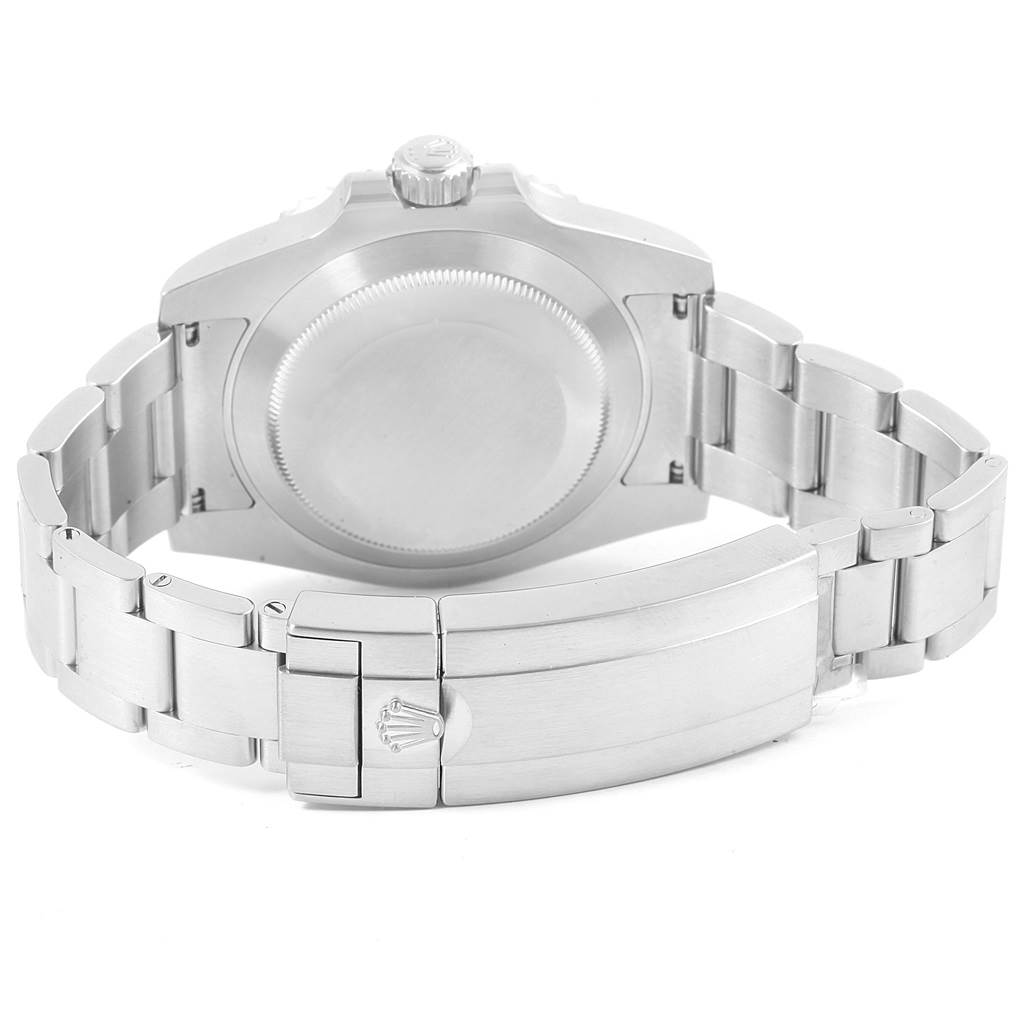 This image shows the back view of the Rolex Submariner 116610 Men
s Stainless Steel Black Dial 116610 Men
s Stainless Steel Black Dial, highlighting the case back and part of the bracelet.