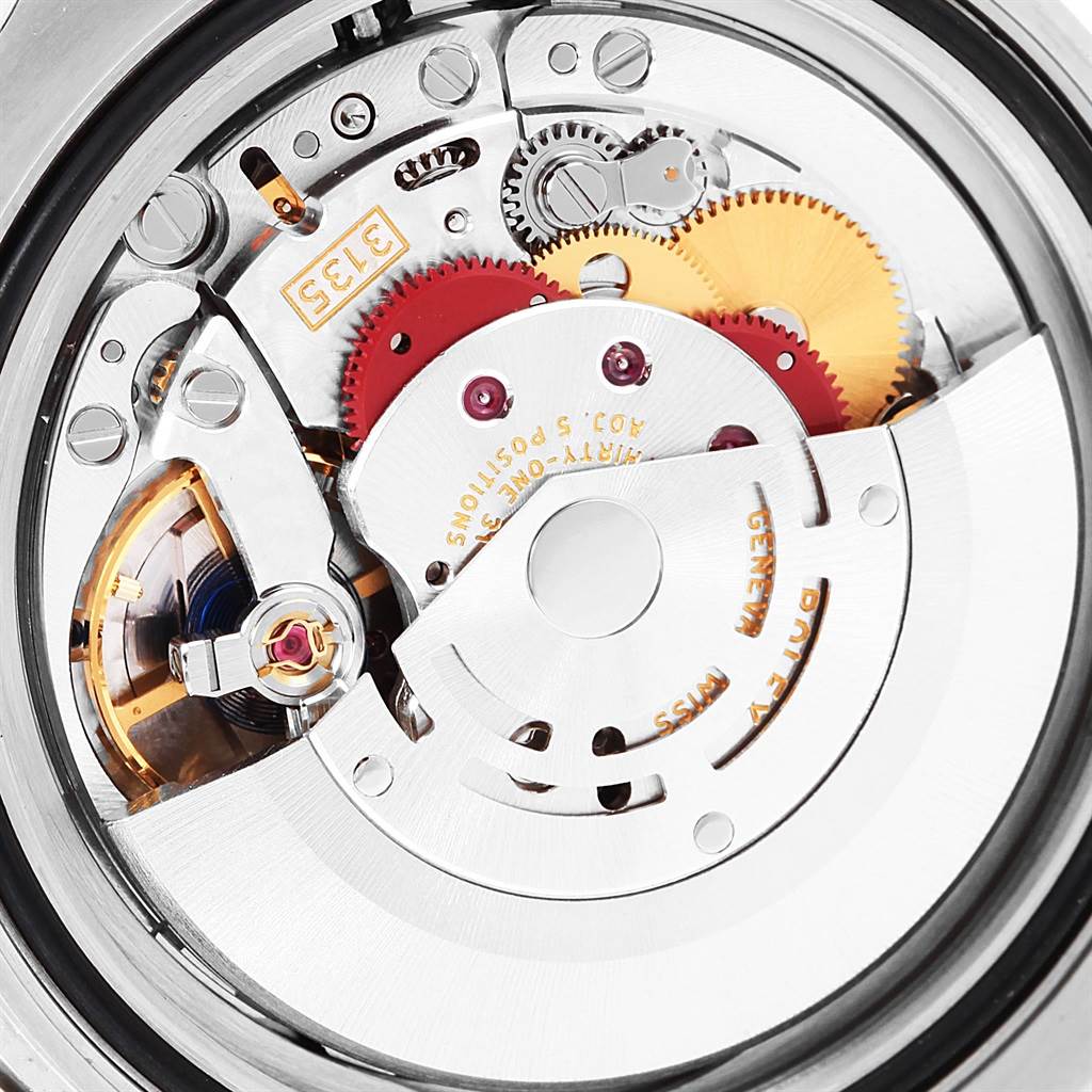 This is a close-up view showing the intricate movement mechanism of a Rolex Submariner 116610 Men
s Stainless Steel Black Dial 116610 Men
s Stainless Steel Black Dial watch.