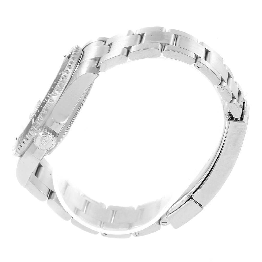 This image shows a side view of the Rolex Submariner 116610 Men
s Stainless Steel Black Dial 116610 Men
s Stainless Steel Black Dial watch highlighting its crown, case, and bracelet.