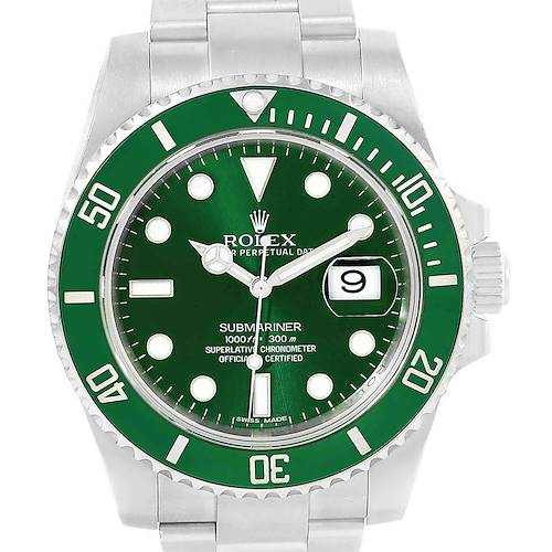 Photo of Rolex Submariner Hulk Green Dial Bezel Mens Watch 116610LV Box