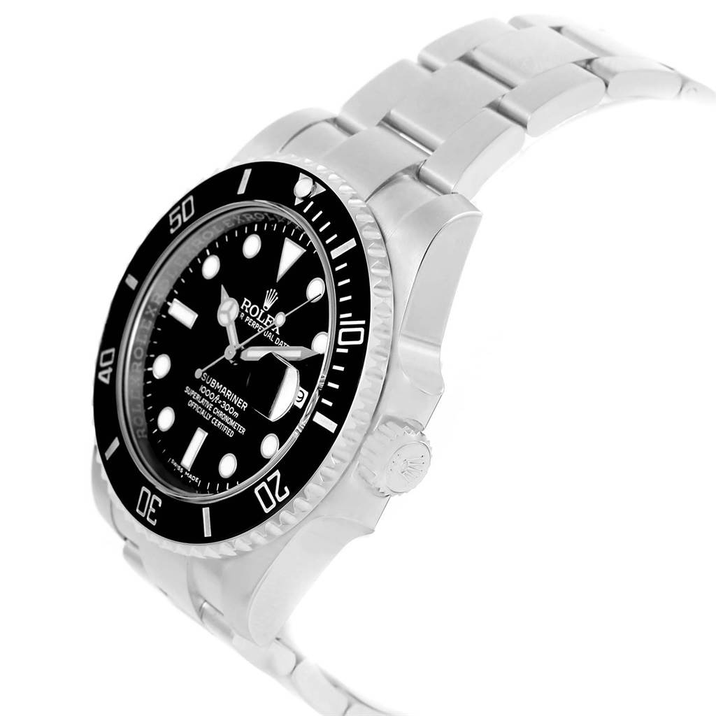 The image shows a Rolex Submariner 116610 Men's Stainless Steel Black Dial 116610 Men's Stainless Steel Black Dial watch at an oblique angle displaying the face, bezel, and bracelet.