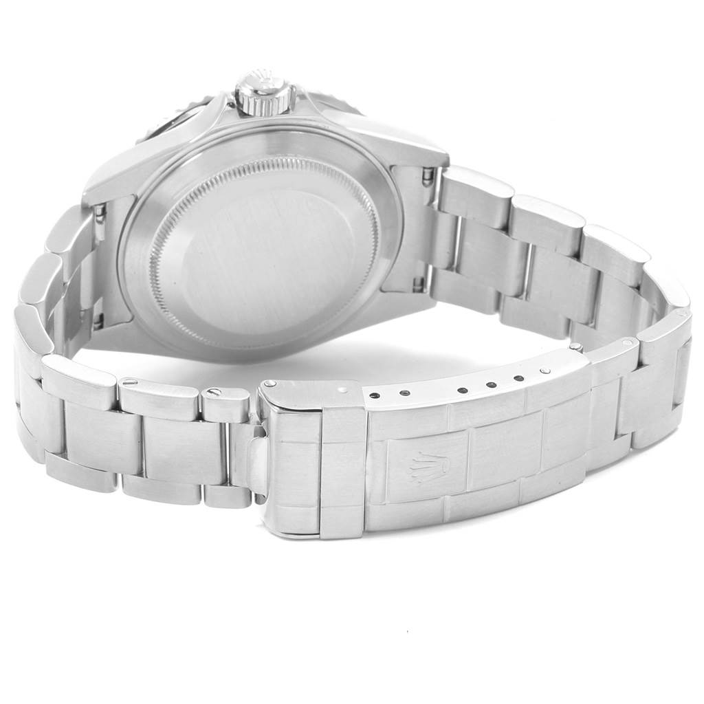 The image shows the back case and bracelet of a Rolex Submariner 16610LV Men
s Stainless Steel Black Dial 16610LV Men
s Stainless Steel Black Dial watch.