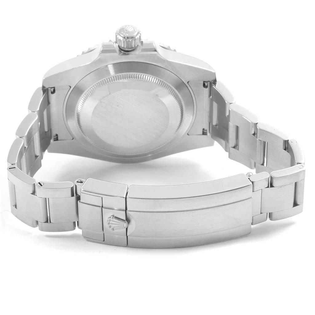 The image shows the back case, crown, and bracelet clasp of a Rolex Submariner 116610 Men
s Stainless Steel Black Dial 116610 Men
s Stainless Steel Black Dial watch from a rear angle.